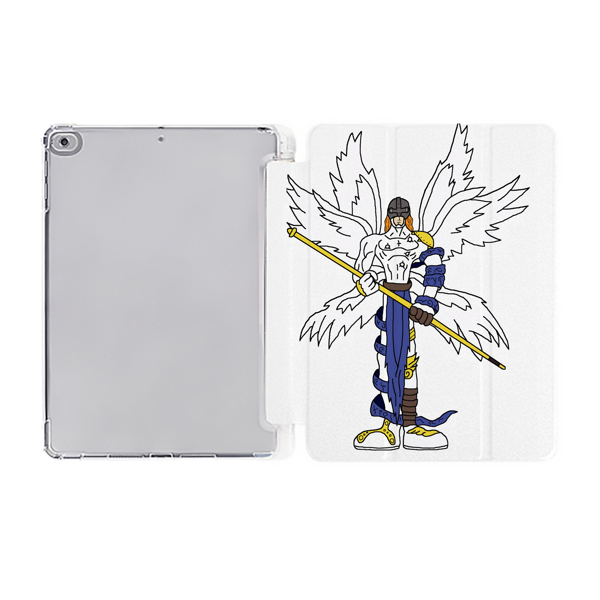 （画像用） Digimon デジタルモンスター/デジモン IPad ケース ペン収納付き 三つ折りスタンド PUレザー×シリコン 対応機種9.5/10.5/10.9インチ
